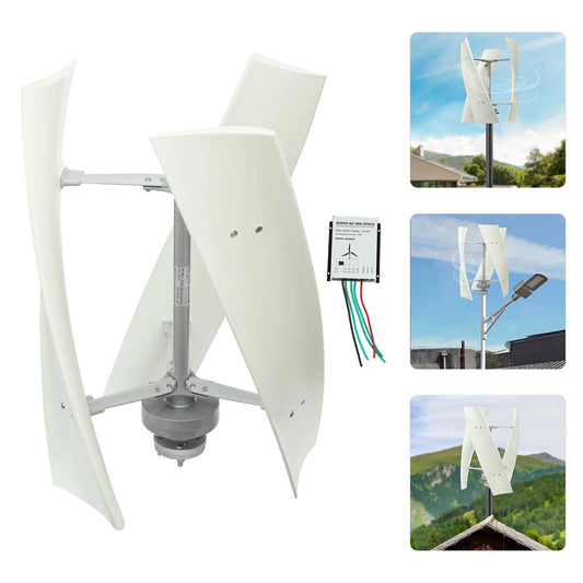 Vertical Axis Wind Turbine 100W 24V Wind Turbine Generator Kit White VAWT for Home Use Marine RV Off Grid Solar System WindPower
