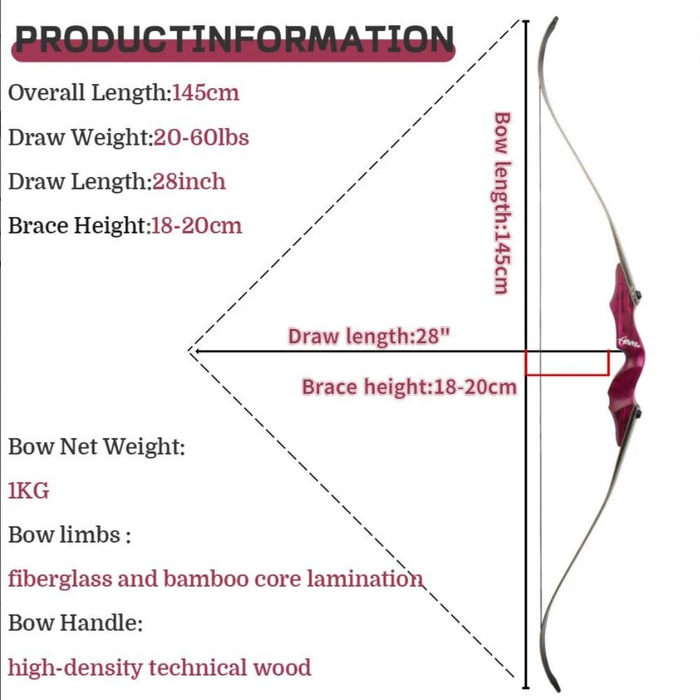 Archery Recurve Bow Arrow Set 60inch 50/60Ibs Right/Left Hand Takedown Bow Wooden Bow Handle for Archery Hunting Shooting