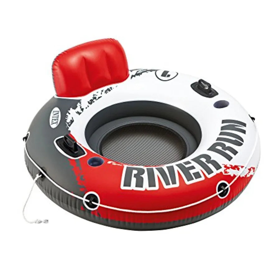 Red River Run 1 Fire Edition Sport Lounge Inflatable Water Float For Pool And Beach Use Vinyl Red Durable And Stable 53 Diamete