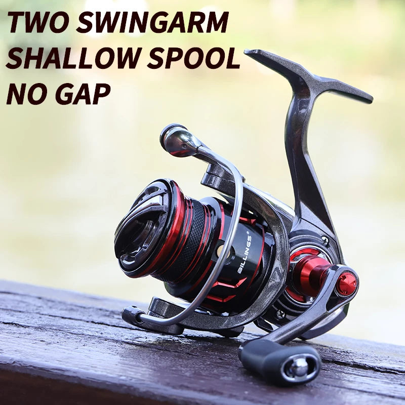 BILLINGS Spinning Reel 6KG Max Drag 5+1BB Double Metal Spool 5.1:1 Gear Ratio Double Rocker No Gaps Fishing Reels for Freshwater
