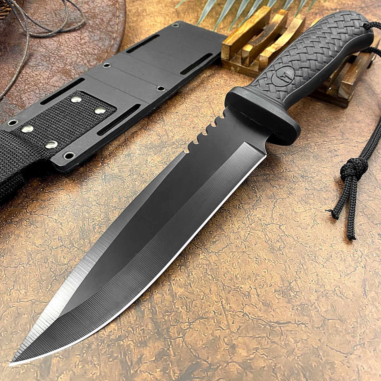 Hardman Straight Knife, D2 Outdoor Knife, Stainless Steel Blade, Safety Grip, ABS Handle, K Sheath, EDCC Outdoor Knife