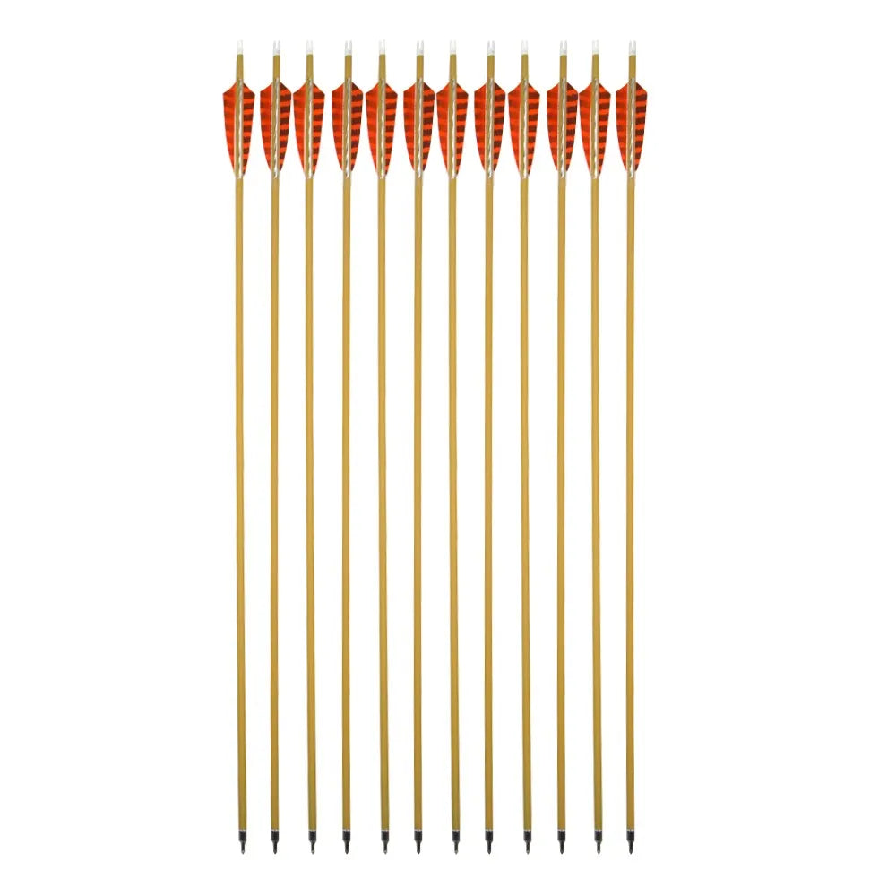 12pcs Pure Carbon Arrows 30" Spine500 4" Turkey Feathers ID6.2mm OD7.6mm for Recurve Compound Bow Hunting