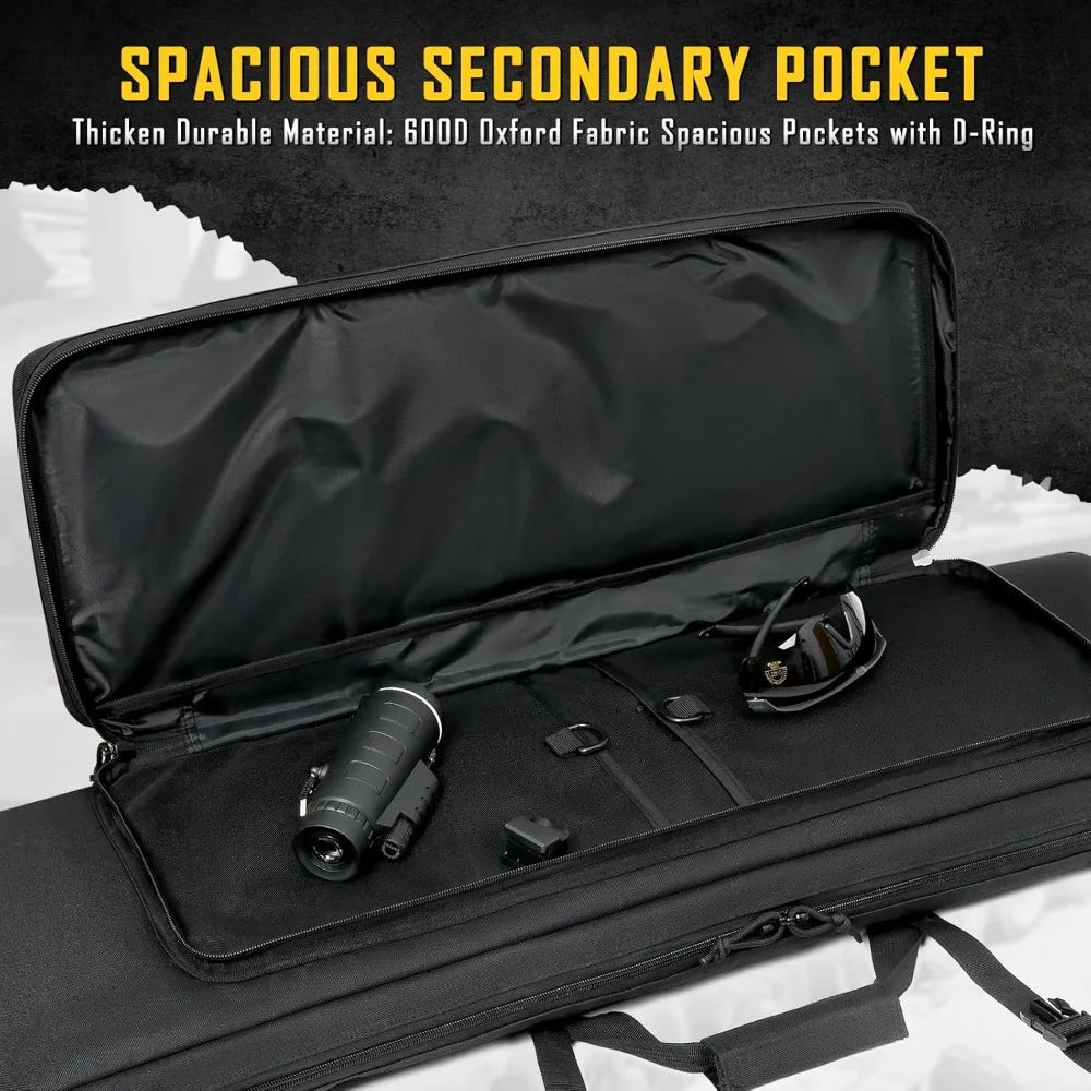 Double Rifle Case Soft Gun Bag for Rifles & Pistols, 32/36/42/48/52 inch, Tactical Backpack for Shooting Range, Gift for Hunters