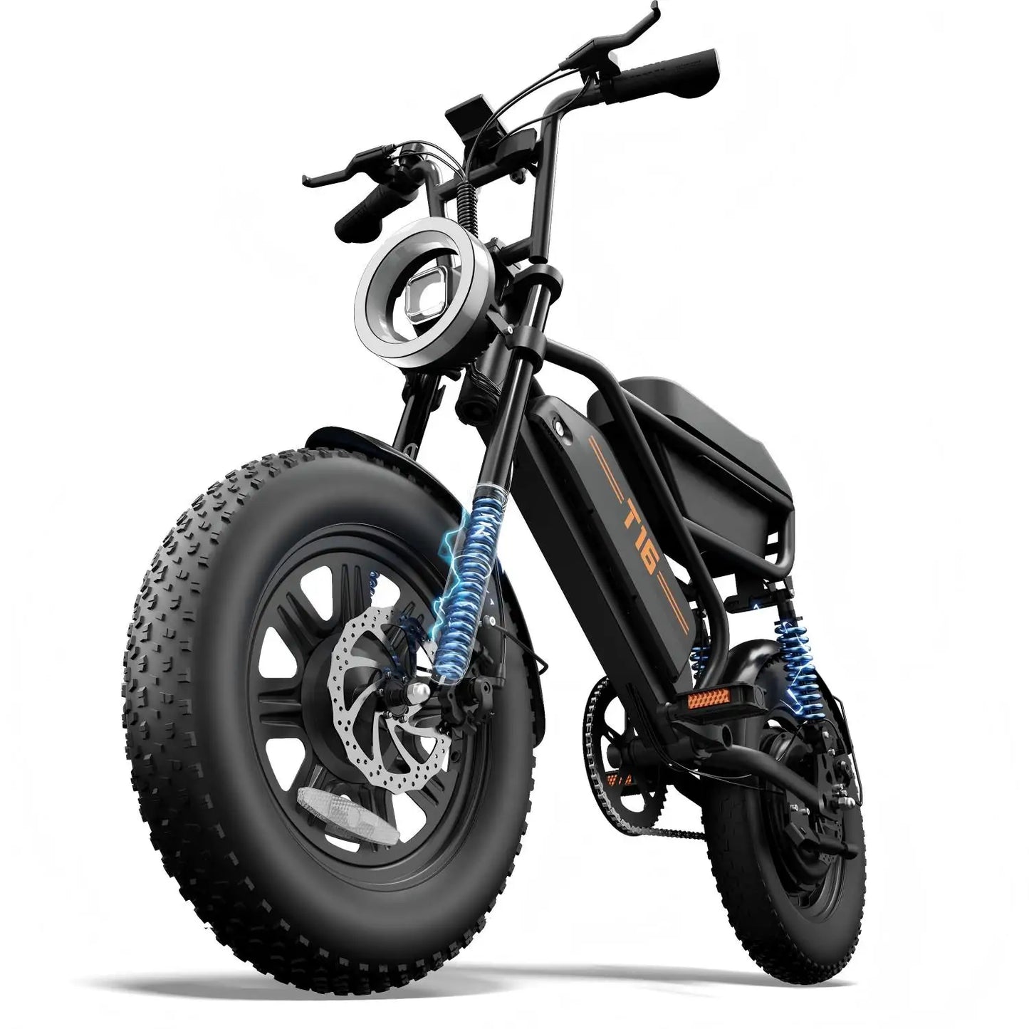 URLIFE T16 Ebike 500W Power 48V 13Ah 80Miles Range 16×3.0 Fat Tire Full Suspension LCD Display Commuter Electric Bike with Storage Box Lights Adult Holiday Gift