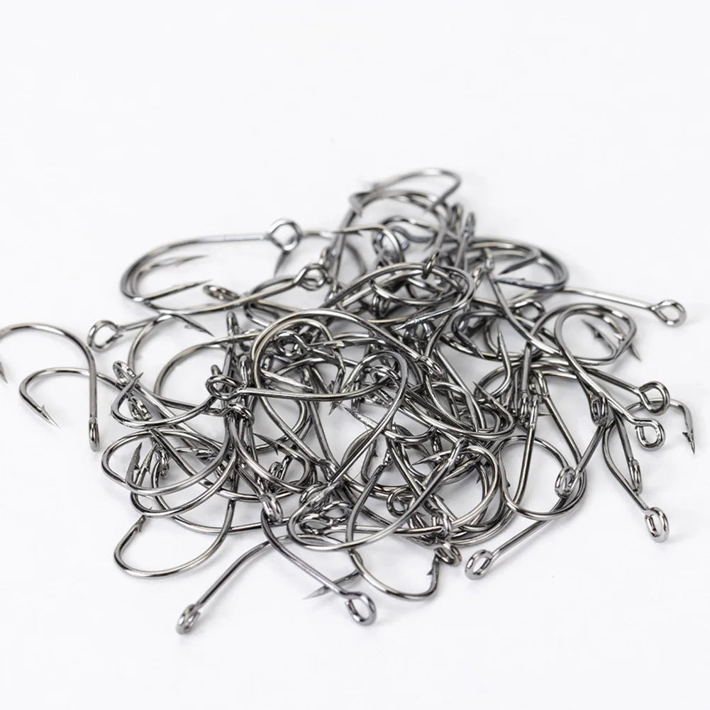 100Pcs Barbed FishHooks High Carbon Steel Carp Fishhook Fishing Barbed Hooks for Freshwater Saltwater Fishing Accessories