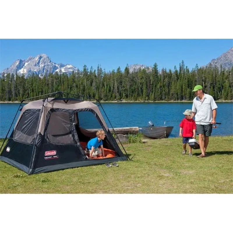4-Person Cabin Camping Tent with Instant Setup, 1 Room, Gray