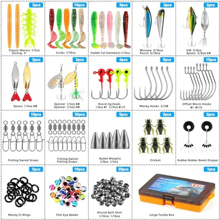 Fishing Lures, 137Pcs Tackle Box with Tackle Included, Crankbaits, Spoon, Hooks, Weights and Other Accessories, Fishing Bait Lu