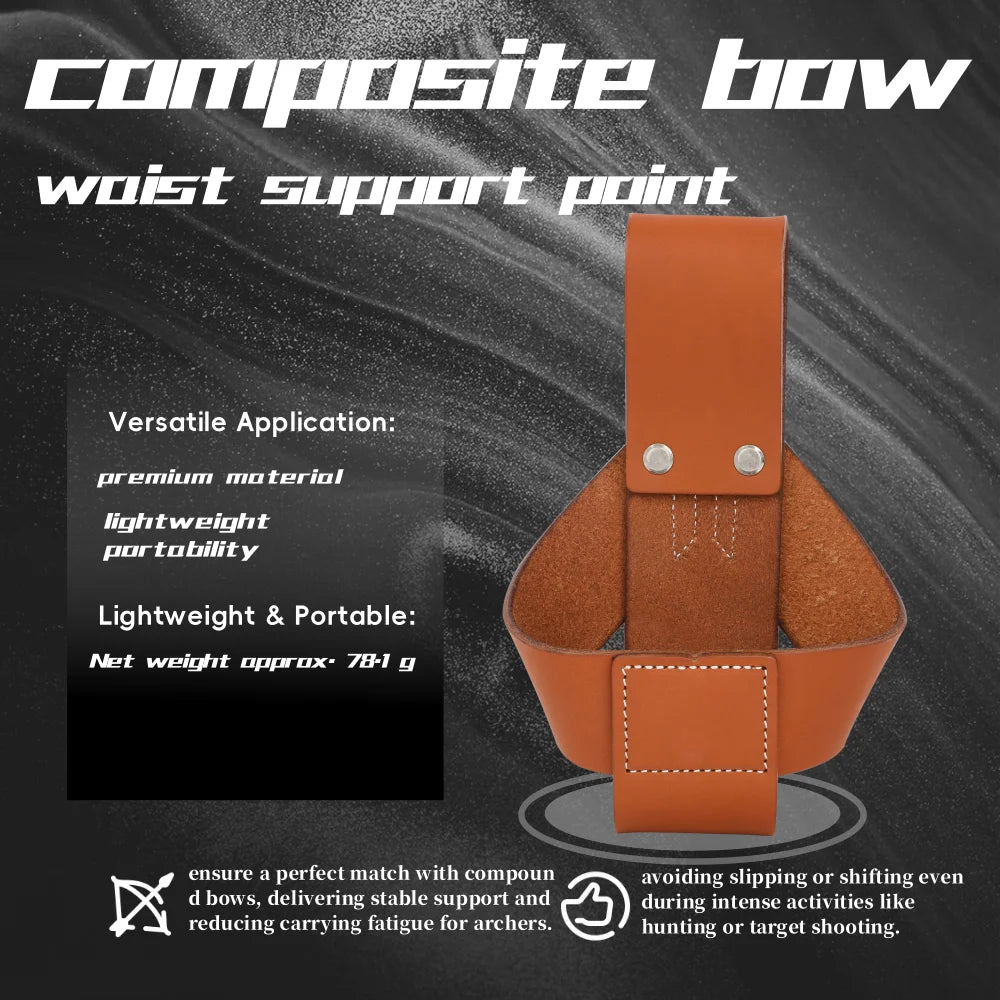 Archery Compound Bow Belt Holder Bag Cowhide Leather Waist Rest for Hunting Shooting Carry Accessories Outdoor Sports