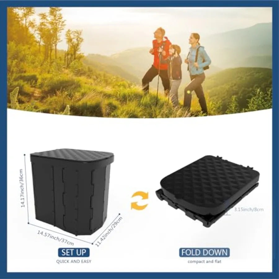 XL Portable Folding Camping Toilet - Travel Potty for Adults, 12 Toilet Bags, 12 Pack Liquid Waste Gel