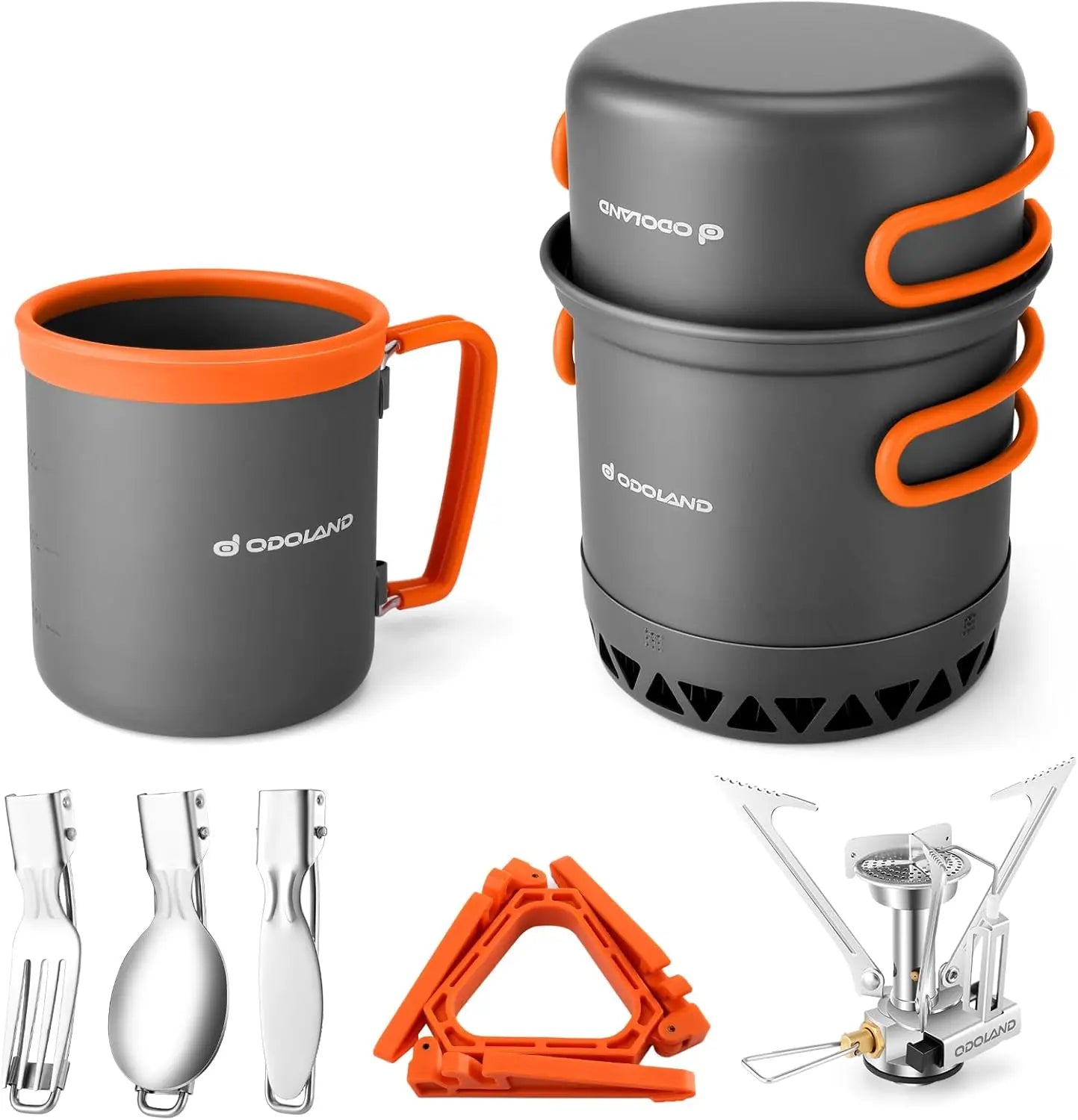 Camping Pot Set with Heat Exchanger Stove Mess Kit for Backpacking Hiking Picnic
