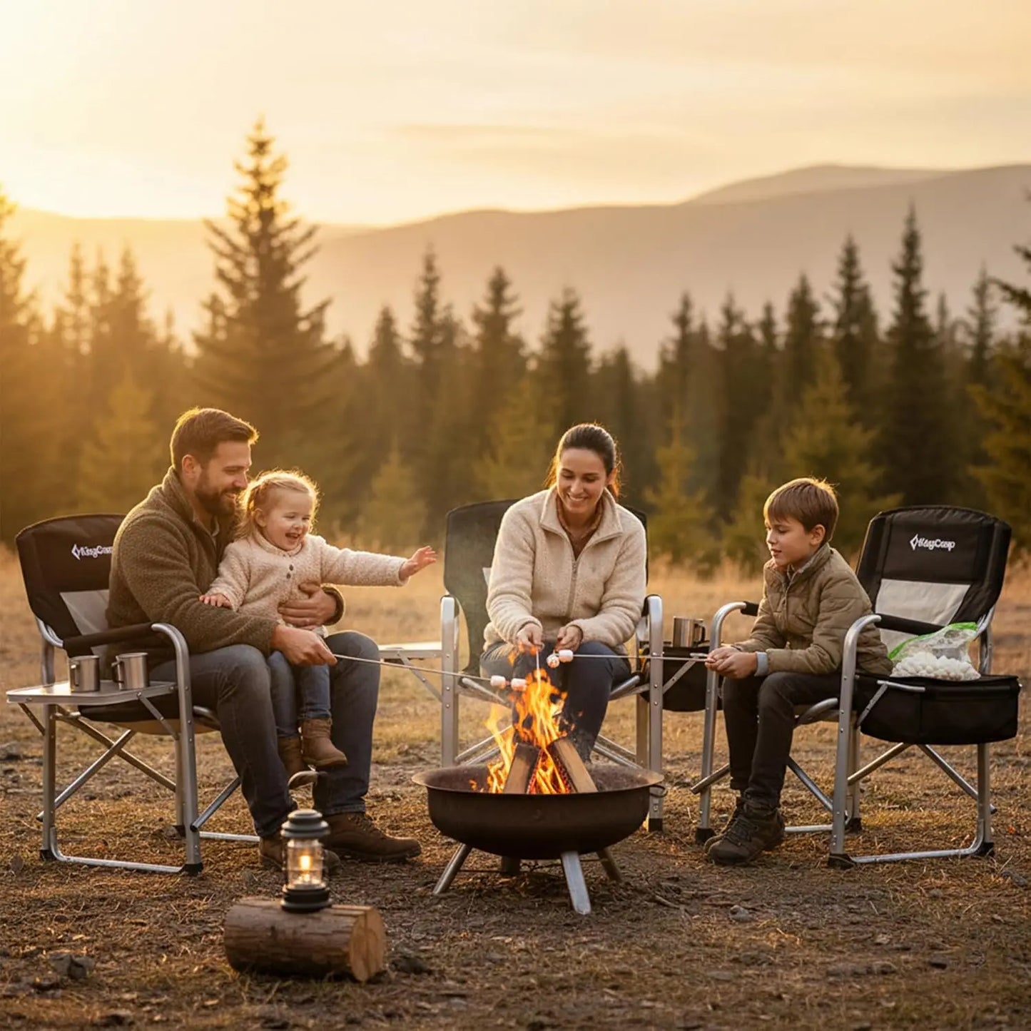 Oversized Folding Camping Chair with Side Table & Cooler Bag, Heavy Duty 600lbs, Wide Seat for Outdoor Sports