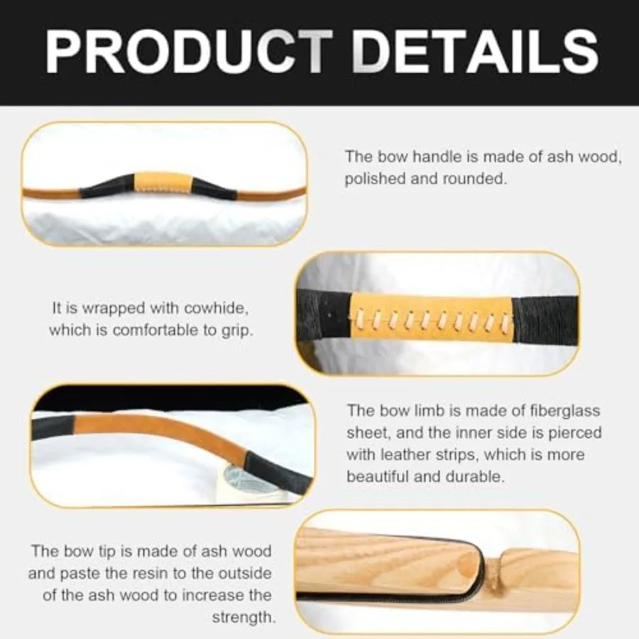 Archery Recurve Bow Set 54 High-Performance Horse Bow for Hunting Right Left Hand Traditional Turkish Bow for Youth Adults Begi