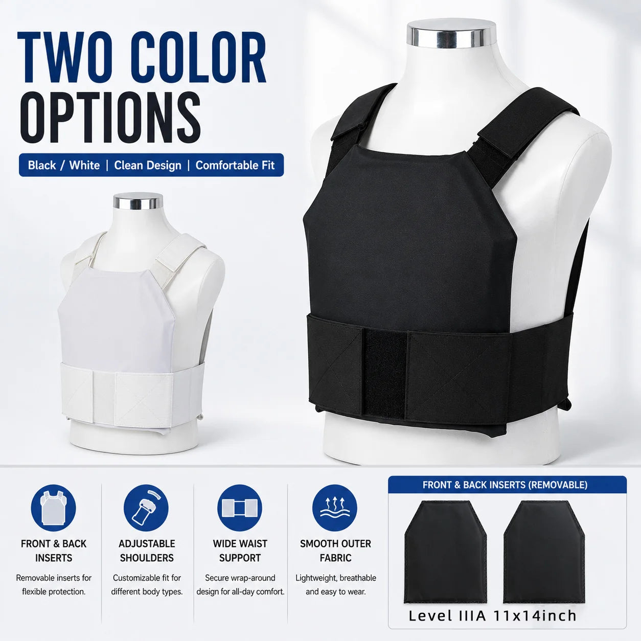 Thin Breathable Concealed Safety Vest-Can Insert 11x14inch 3a Board for Outdoor Safety Protection (Board Not Included)