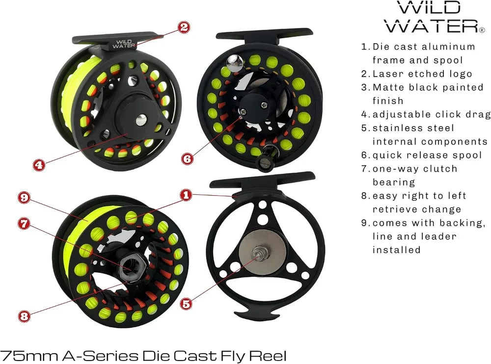 Fly Fishing Starter Kit: 5'6" Graphite Rod, 3-Weight, 4-Piece, with Reel, Flies & Case