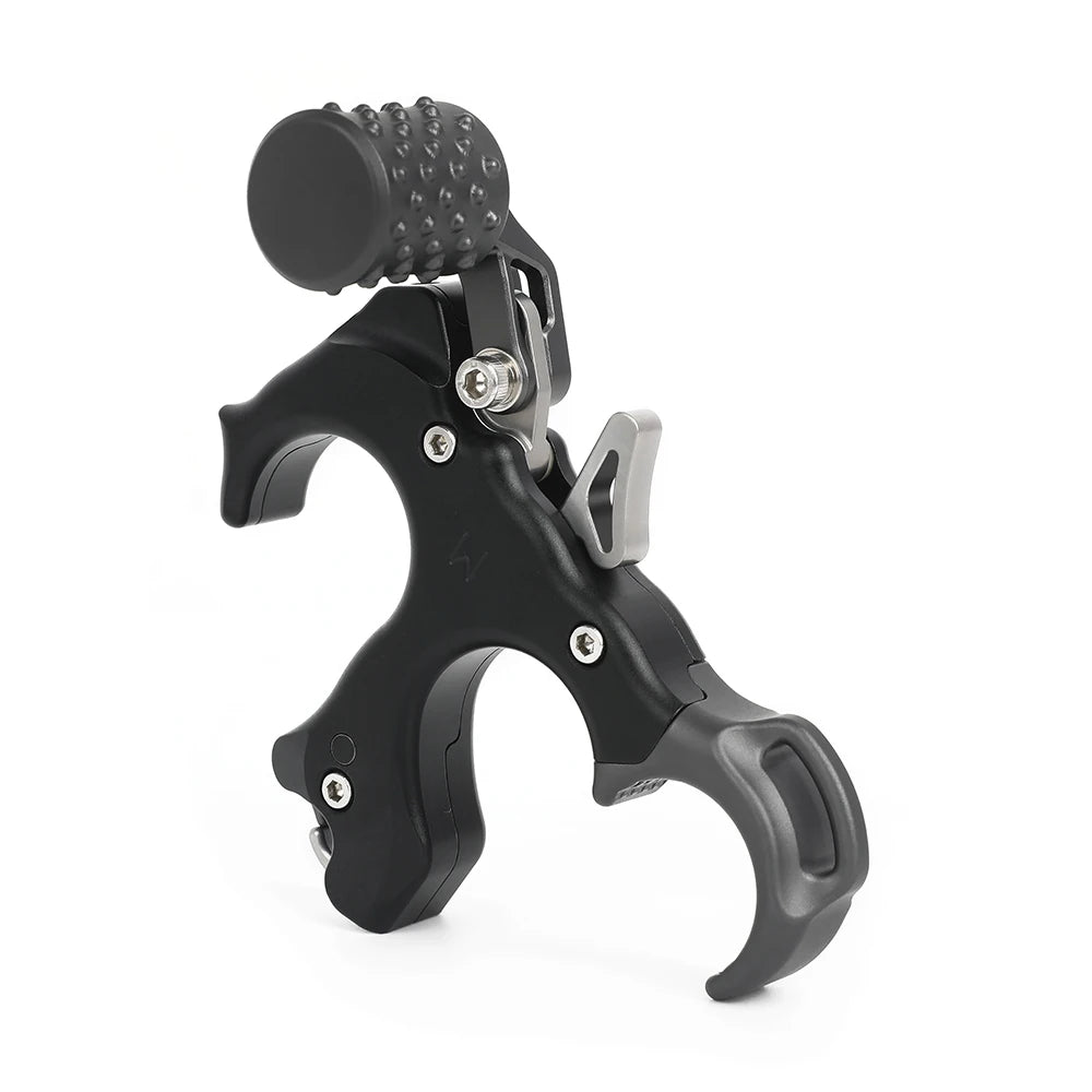 3/4 Finger Bow Release Thumb Trigger Adjustable Sensitivity Manual Jaw Aluminum Alloy for LH RH Compound Bow Shooting