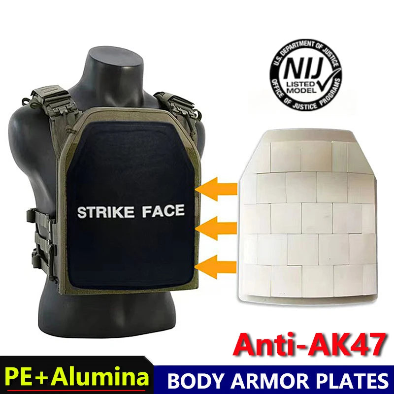 Protective board PE+Alumina anti MSC 7.62mm IVL protective board 10X12 inch plug-in tactical vest defense shield