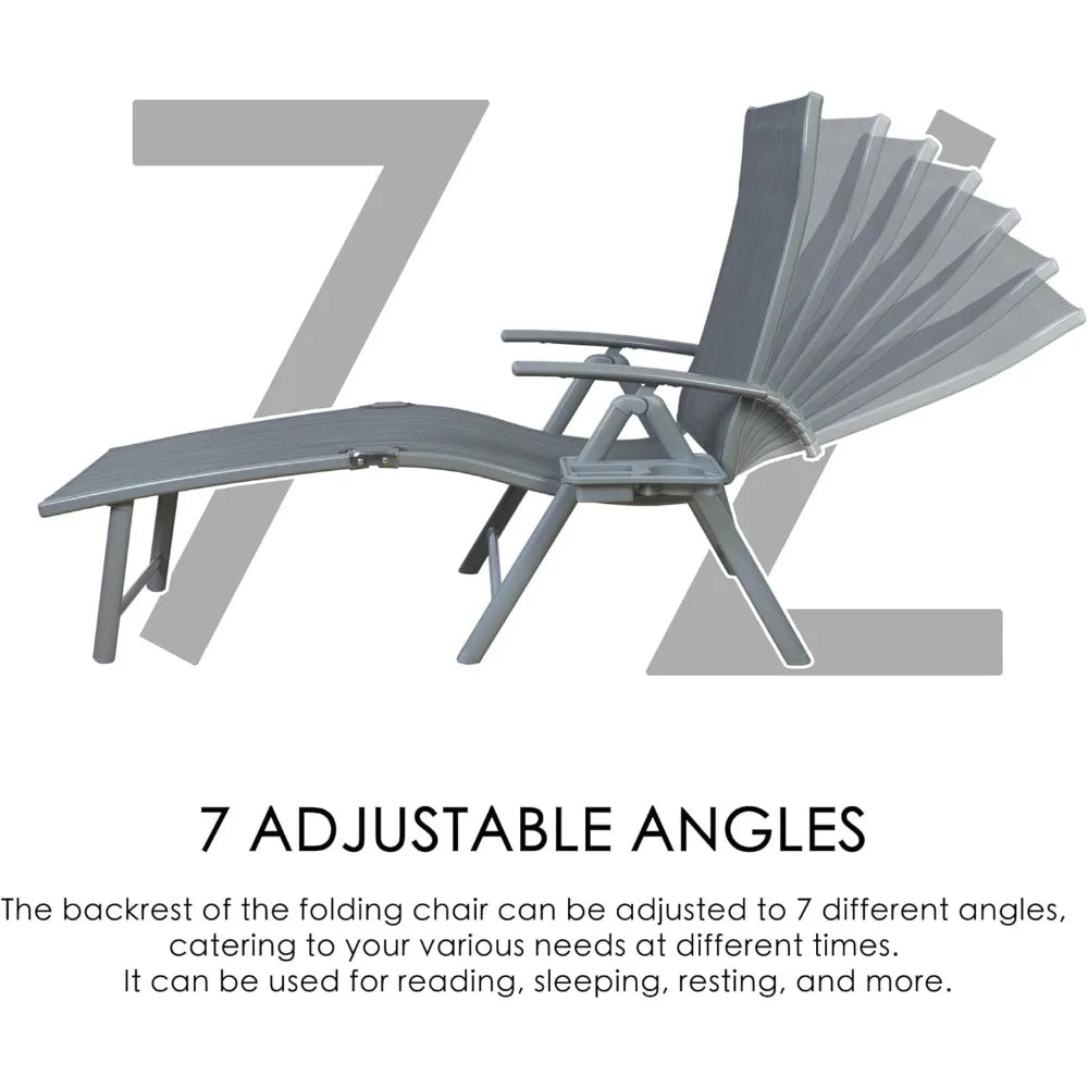 Cozy Aluminum Reclining Lounge Chair - Perfect for Beach, Yard, Pool, Deck, and Patio - Outdoor Chaise Lounge with Drink Holder