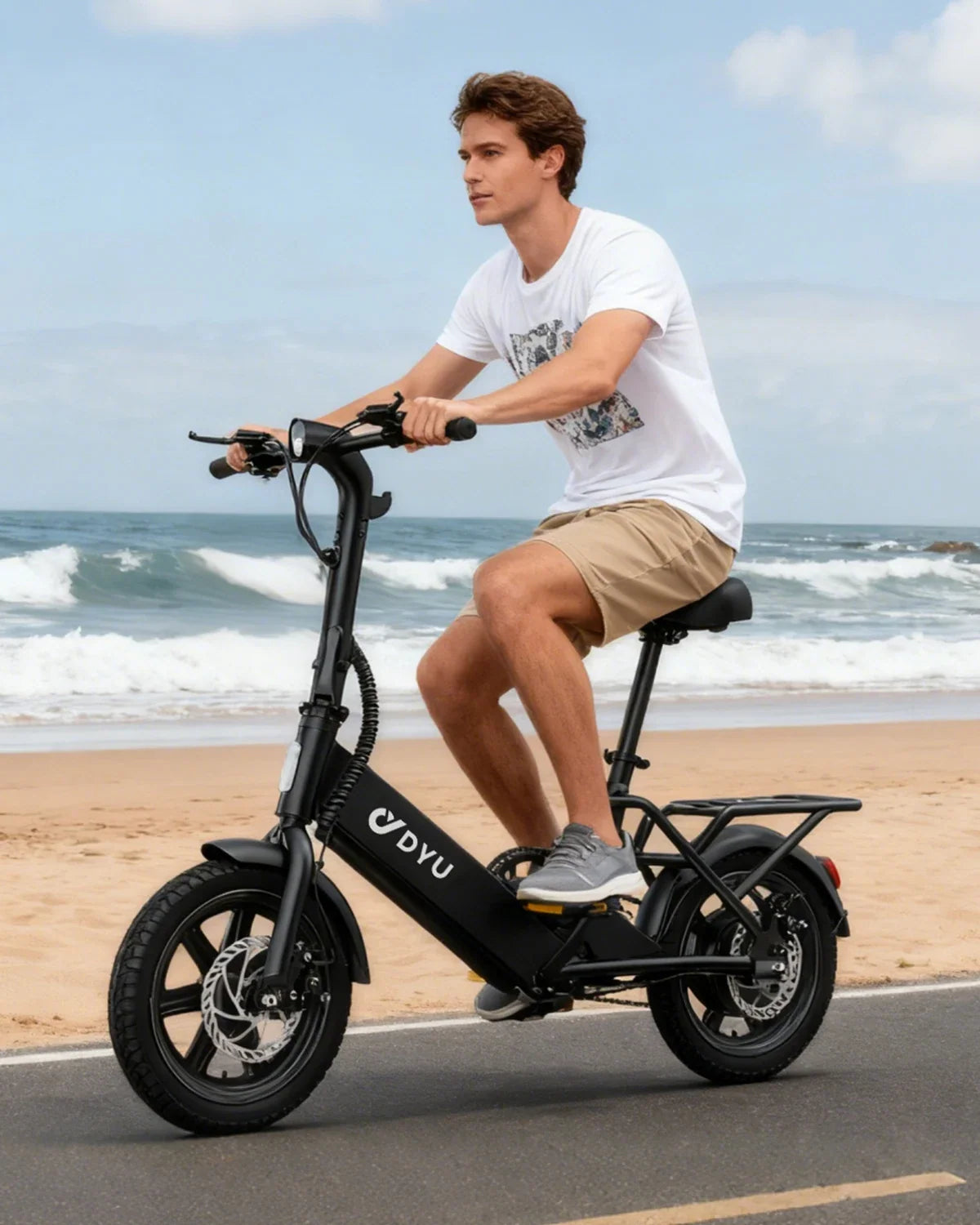 DYU C3 14" Folding Electric Bike | 500W Peak, 20mph City E-Bike