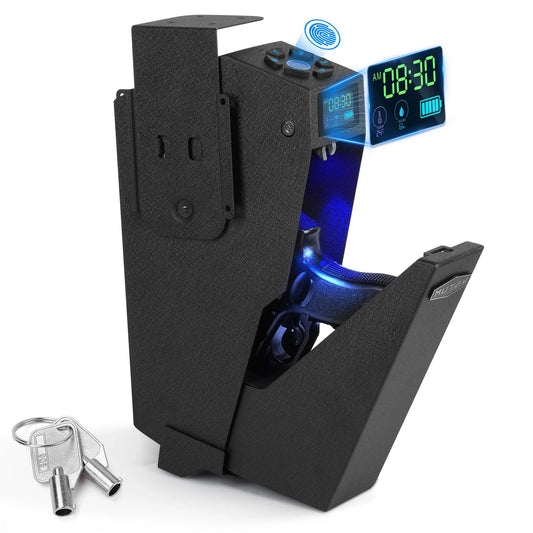 Biometric Bedside Handgun Safe,Gun Safe for Handgun,Quick Access Pistol Lock Box for Nightstand,Car,Fingerprint/Pin Code/Type-C
