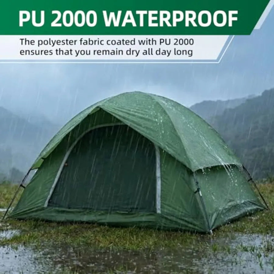 Camping Tent for - Waterproof Two Tents for Camping Small Easy Up Tent for Family Outdoor Scouts in All Weather and All Season