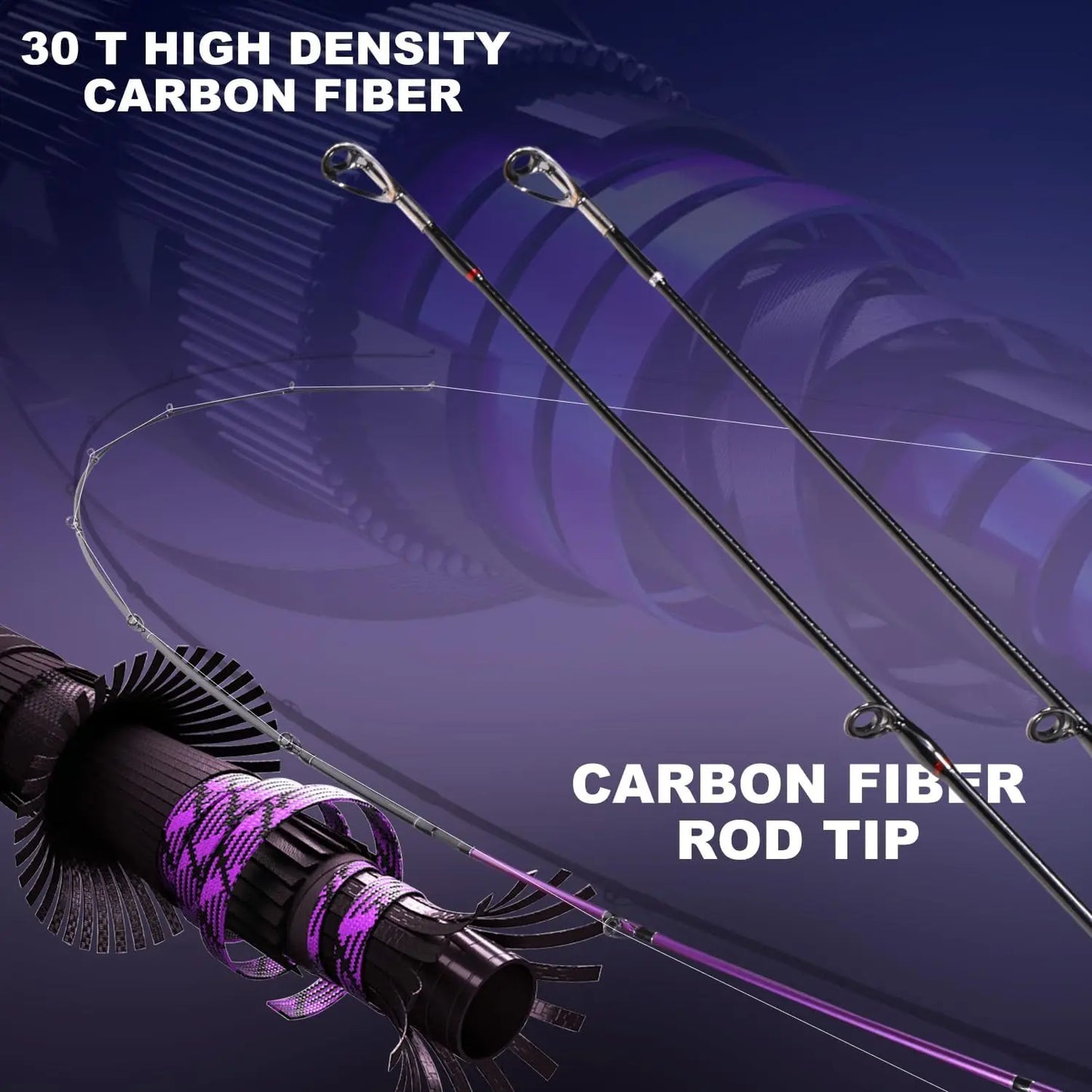 Baitcaster Fishing Rod and Reel Combo, 5.9ft/6.9ft Carbon Pole, Lightweight Aluminum Reel, Stainless Guides, Cork Grip