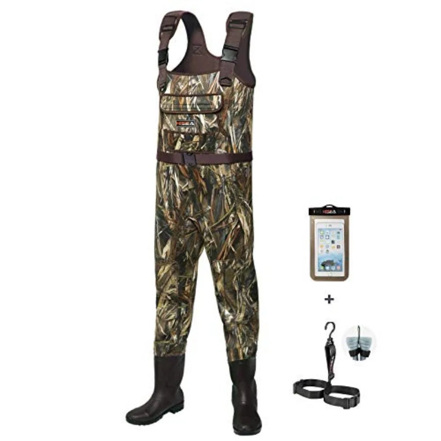 Chest Waders for Men with 200G Boots, Neoprene Waterproof Duck Hunting Wader, Insulated Bootfoot Fishing Waders