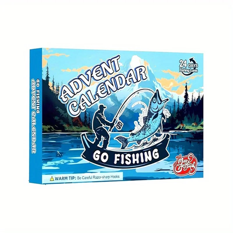 Fishing Lures, Fake Bait Set, 24-Compartment Design, 2025 Christmas Gift Calendar for Boys and Girls, 24-Day Christmas Countdown Calendar Hook Blind Box