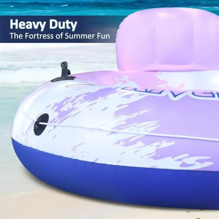 Heavy Duty Double River Tube for lakes beaches rivers pool use, PVC material, blue color, oversized 2-person inflatable float w