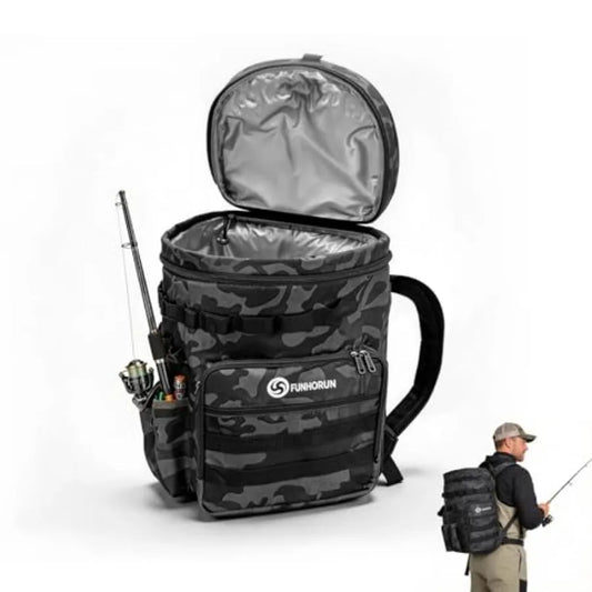 Fishing Bucket Organizer for 5 Gallon Bucket, Fishing Tackle Bag with Backpack Straps, Detachable Lid and Multi-Pockets for Sto
