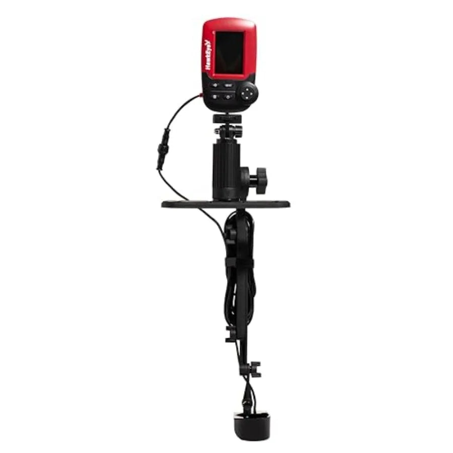 PADDLESPORT fish finder for kayaks and canoes, red ABS plastic housing, high-contrast display, compact waterproof design