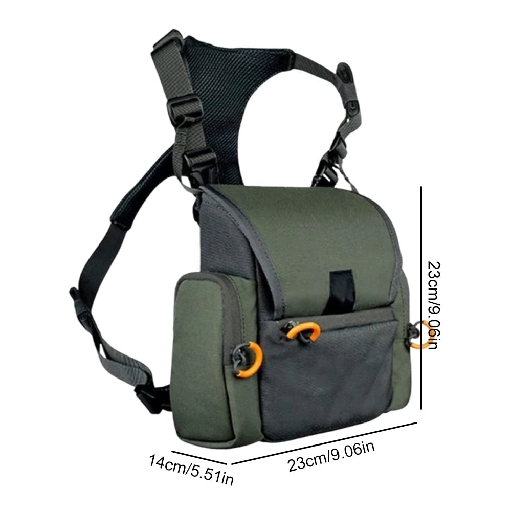 Wild Cedar Binocular Harness Chest Pack with Rangefinder Pouch, Bino Harness with Rain Cover for Bird Watching, Hunting, Hiking