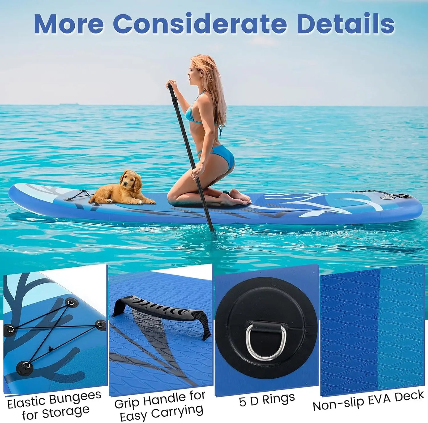 Inflatable Stand Up Paddle Board with SUP Accessories, Removable Fin, Pump, Leash & Carry Bag, Blow Up Paddle Boards Standing Boat