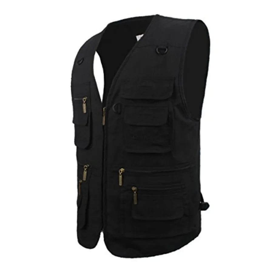 Men's Poplin Outdoors Travel Sports Multi-Pockets Work Fishing Vest