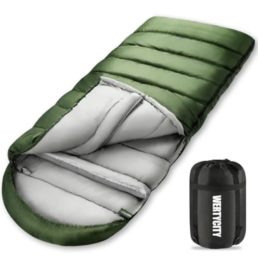 0 Degree Sleeping Bag for Adults, XXL Big and Tall 4 Season Cold Weather Winter Camping with Compression Sack