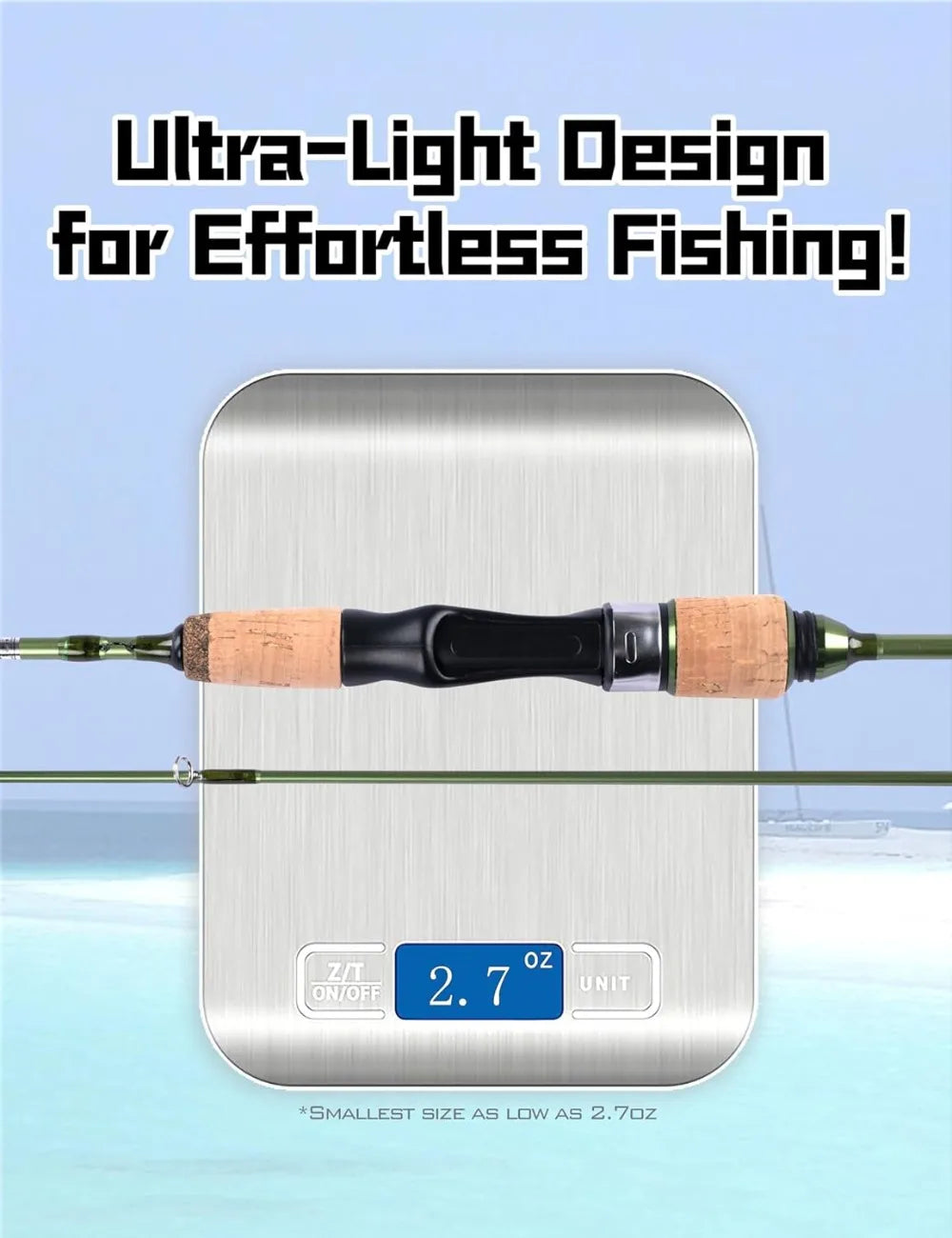 Ultralight Spinning & Casting Trout Rod, 2-Piece Fishing Rod for Crappie, Panfish & Micro Fishing, Green Carbon Fiber Blank with Cork Handle, 5'6"-7'
