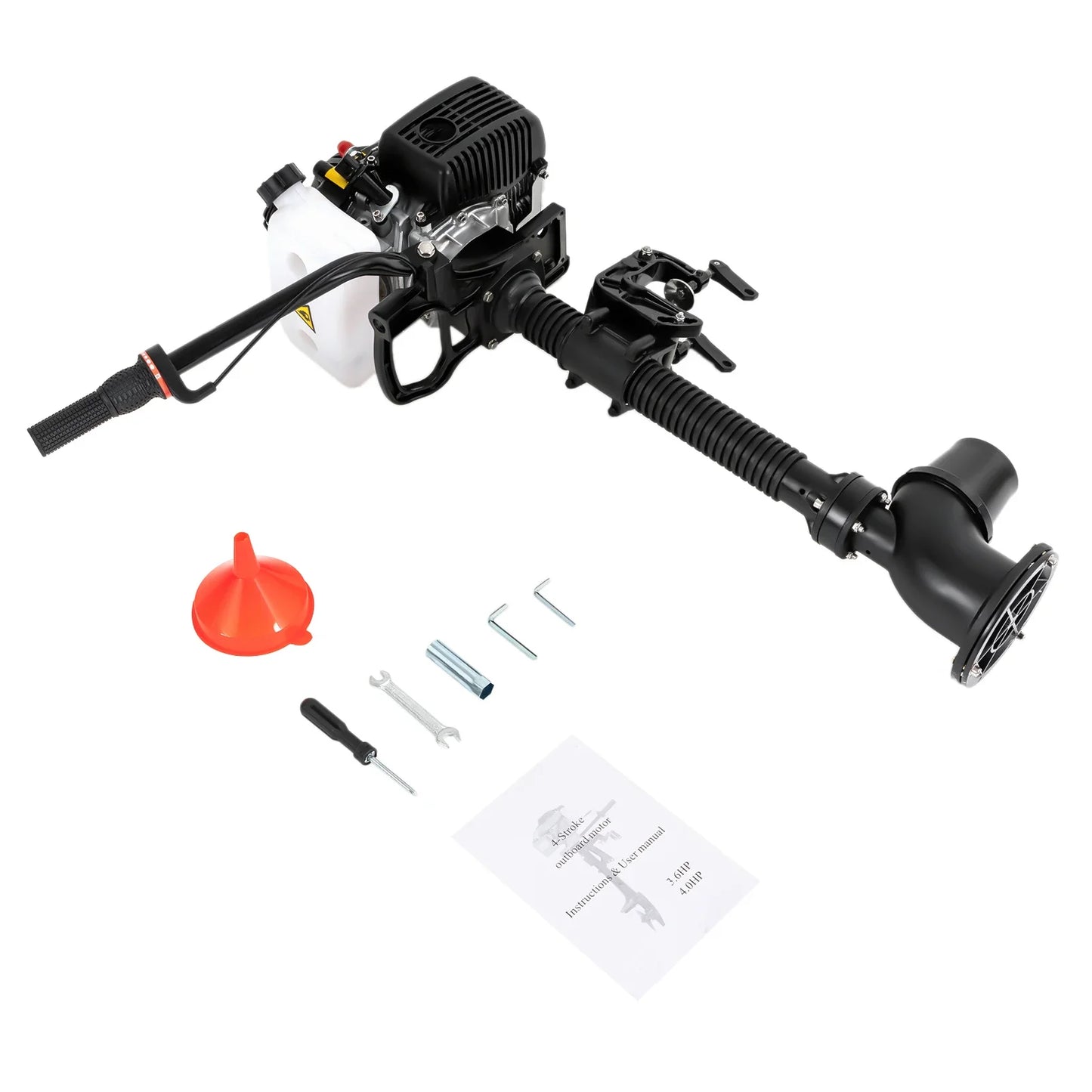 4-Stroke 4HP Outboard Motor Short Shaft, 55CC 5500RPM Heavy Duty Fishing Boat Engine with CDI Ignition System and Wind Cooling, Inflatable Boat Motor for Fishery Production, Water Rescue