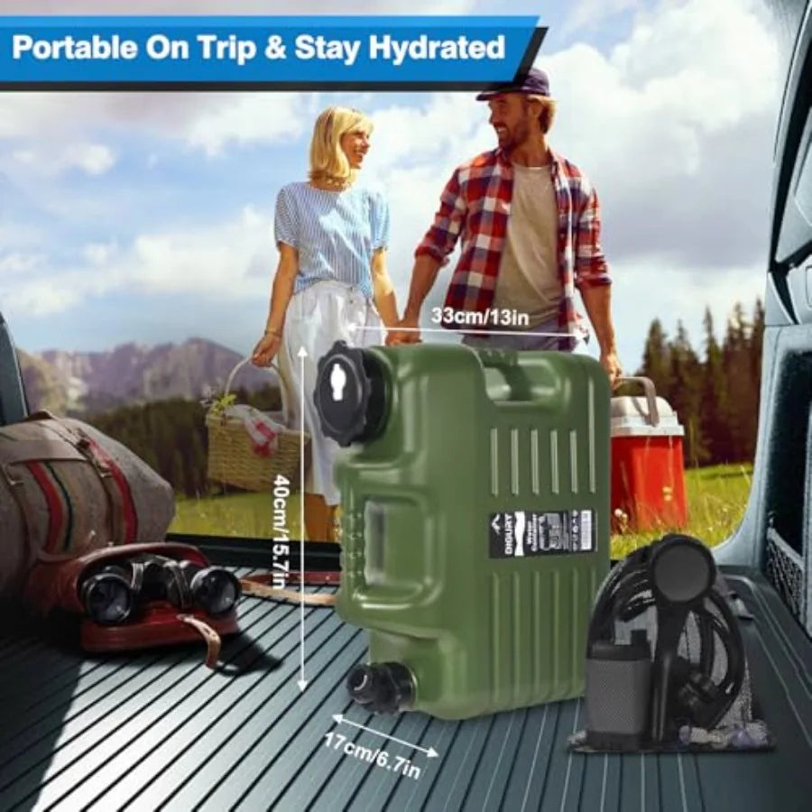 Portable Camping Shower with 5 Gallon Water Jug 6000mAh Rechargeable Outdoor Camping Shower Kit IPX7 Waterproof Pump BPA Free W