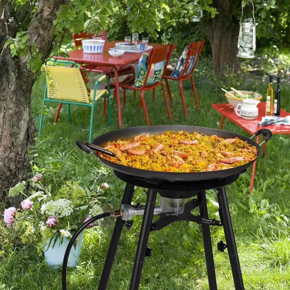 21" Propane Paella Burner Set, 60000BTU Outdoor Gas Stove with Wok, Portable Camping Cooking Kit