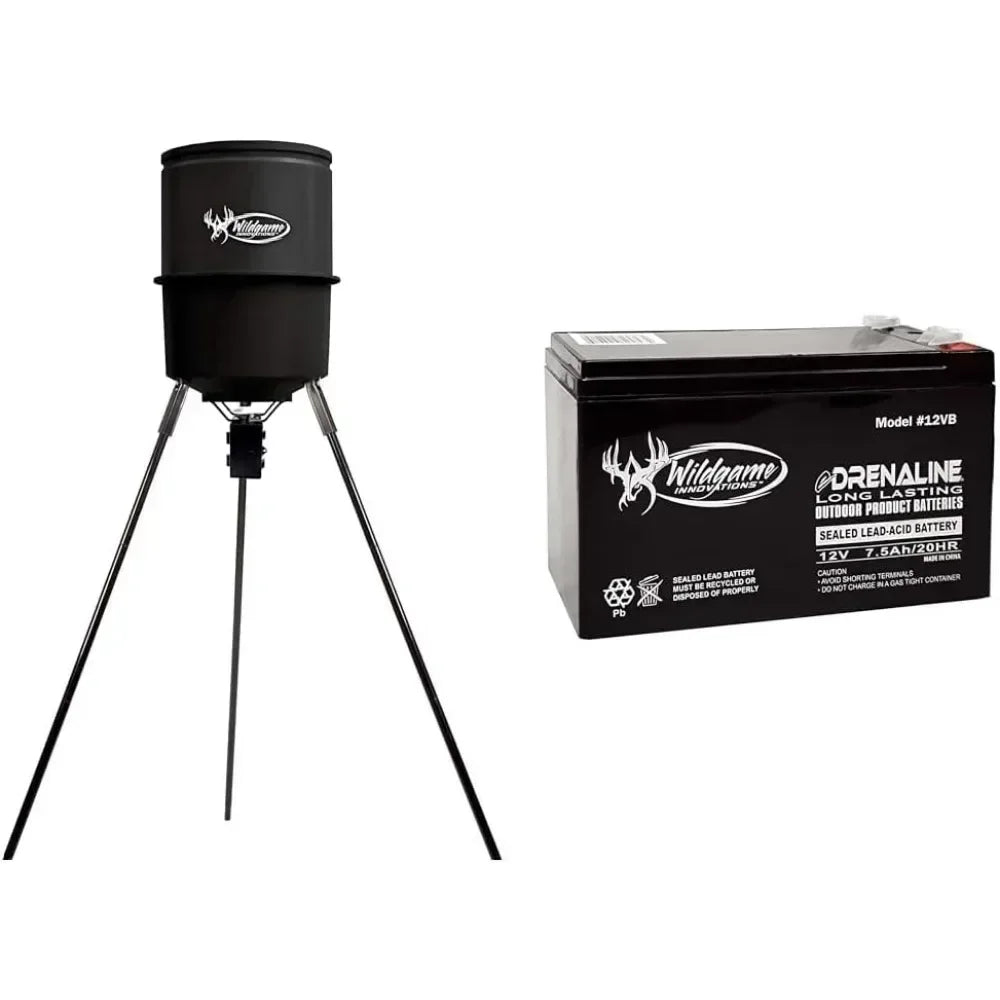 Quick-Set 225 lb Game Feeder with Digital Timer | Durable Tripod Corn/Pellet Hunting Feeder with 1-4 Available Feed Times