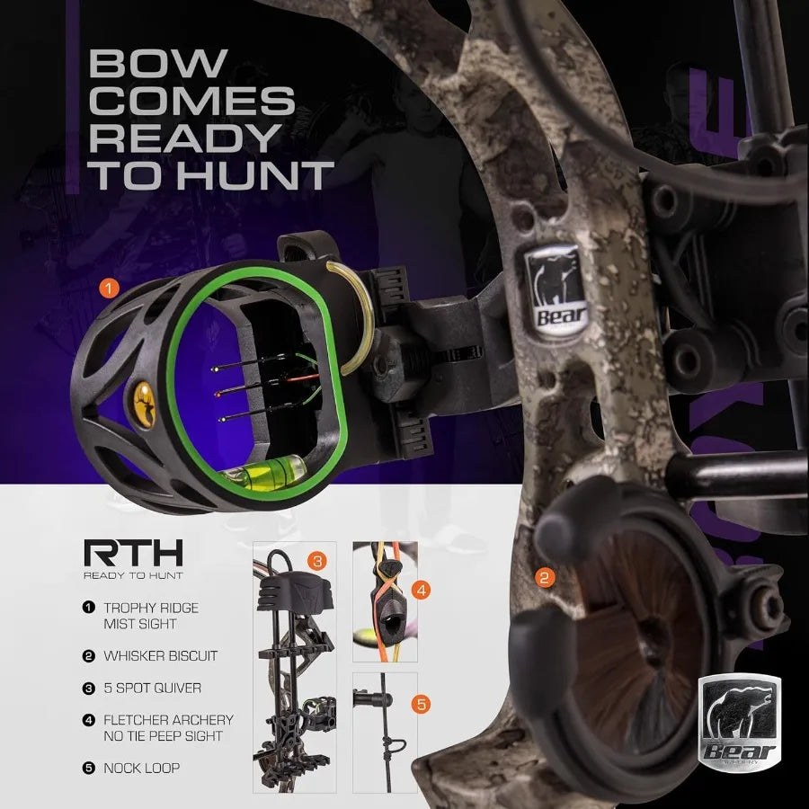 Archery Royale Ready to Hunt Compound Bow Package for Adults and Youth 12 27 Draw Length 550 Lbs Draw Weight Up to 290 FPS