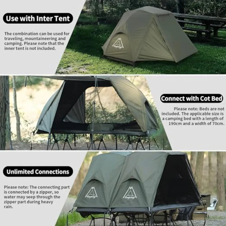 TENPLAY 1-Person Cot Tent Flysheet, Must be Used with Matching, Lightweight, Waterproof, Sun Protection, Nylon, Easy Setup, Exp