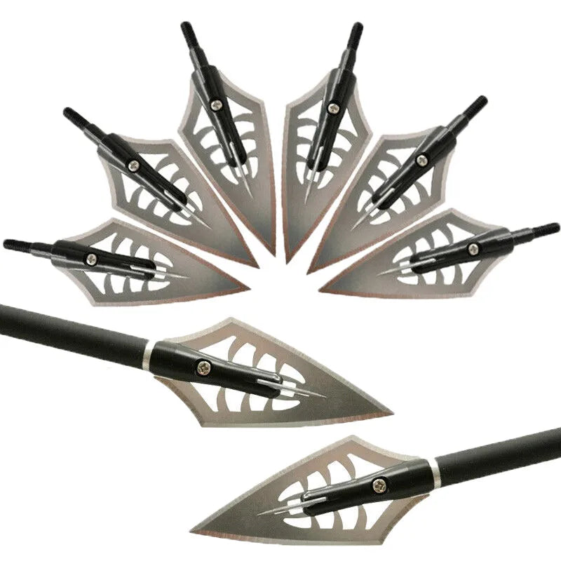 6Pcs Blade Arrow Heads with Box Broadheads Tips Archery Arrowheads for Compound Bow Recurve Crossbow Arrow Points