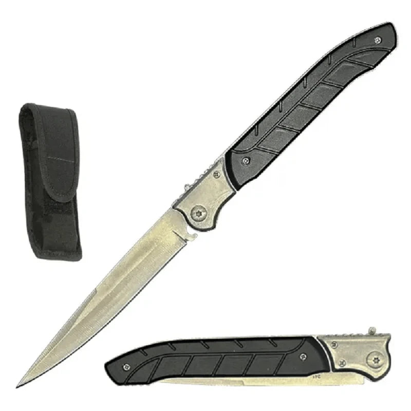 12" Large Folding Pocket Knife, EDC Knife, Stainless Steel Blade and Wooden Handle Folding Knife for Men Outdoor Camping Hunting