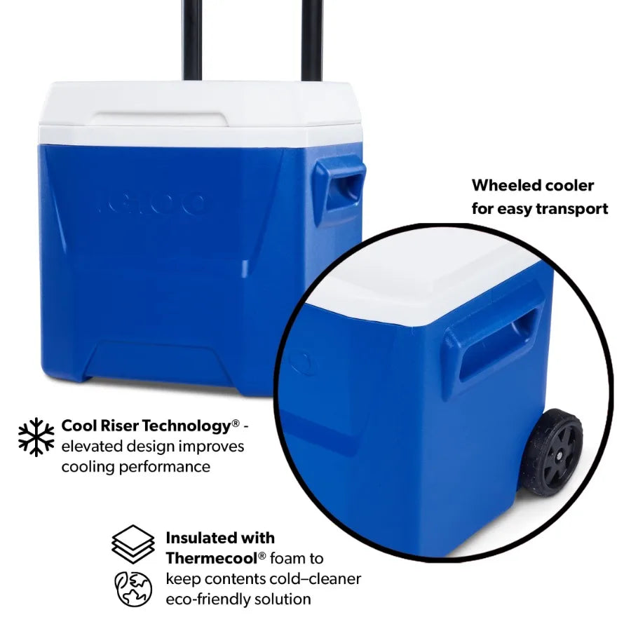 2 pack 16 QT Laguna hard side ice chest cooler with wheels for outdoor use, blue polyethylene, durable UV-resistant finish