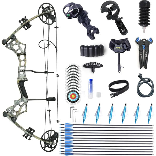 Compound Bow and Arrow Set for Adults Archery Shooting Bow Adjustable 3065LBS Composite Bow Combination 19.530 Draw Length Hunt