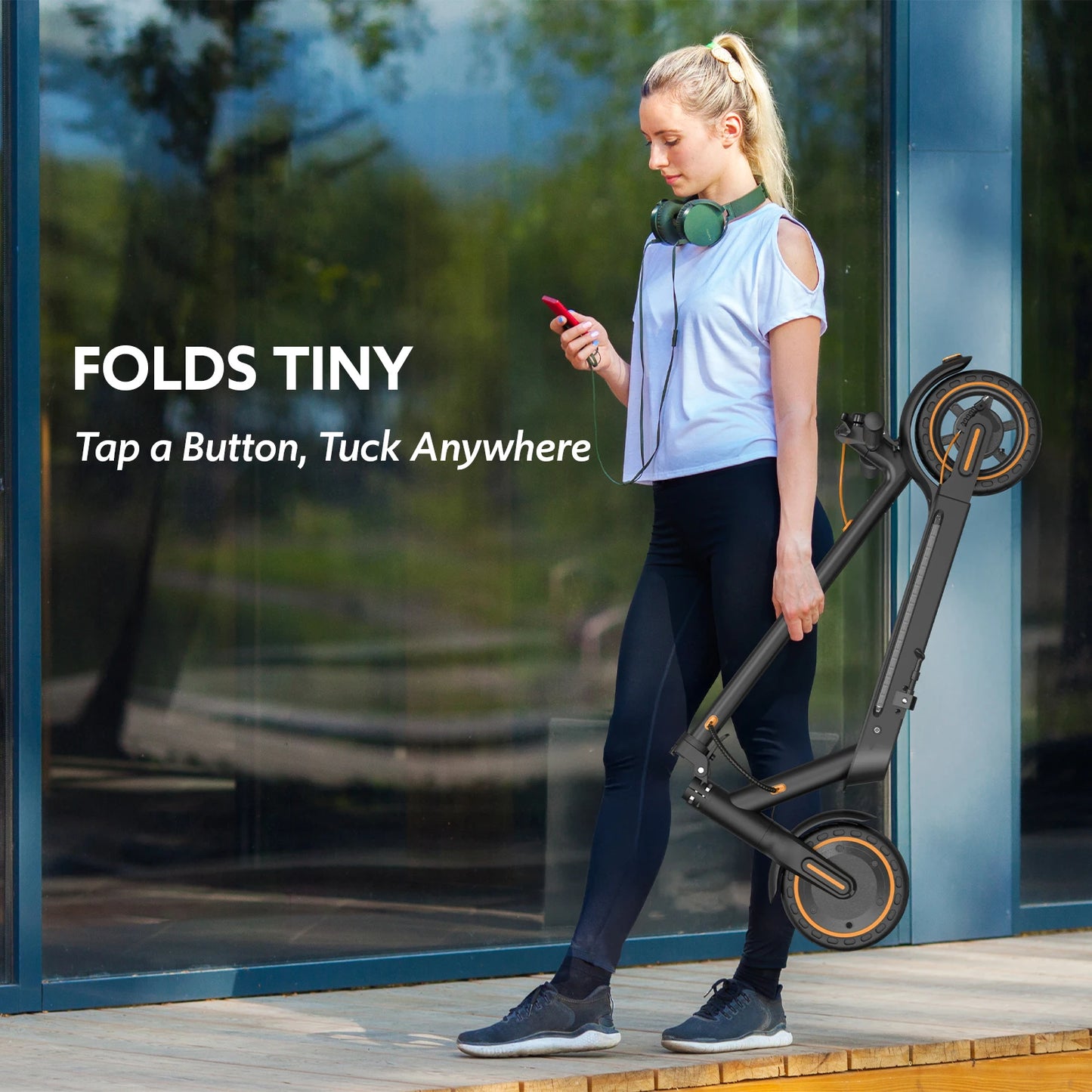 Electric Scooter for Adults, Up to 19 Miles & 19 MPH, 550W Motor, Front Suspension, Built-in Side Lights
