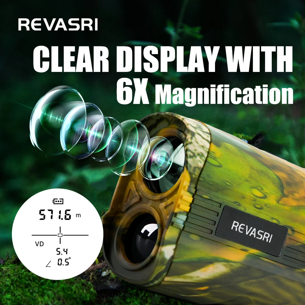 REVASRI Hunting Rangefinder 2000M/3000M, 6x Magnification, Type-C Charging, Distance/Speed Range Finder for Hunting Shooting
