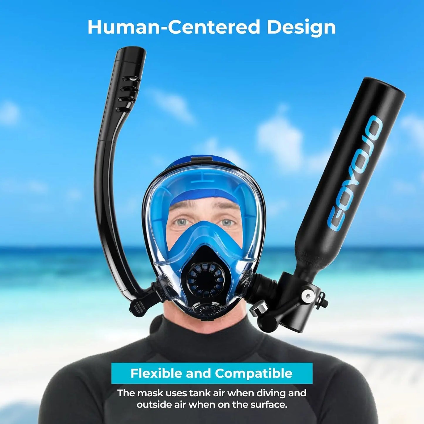 GOYOJO Mini Scuba Tank 0.5L, Portable Diving Lung Air Tank with DOT Certified, Refillable Emergency Backup Pony Bottle
