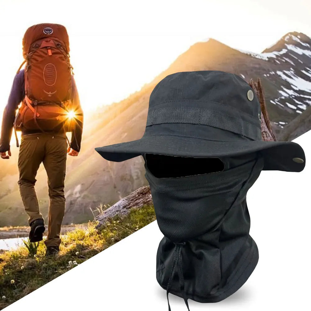 Sun Hat Balaclava Full Face Mask Set Wide Brim Bucket Hat Sun Protection Fishing Cap for Men Women Fishing Hiking Camping