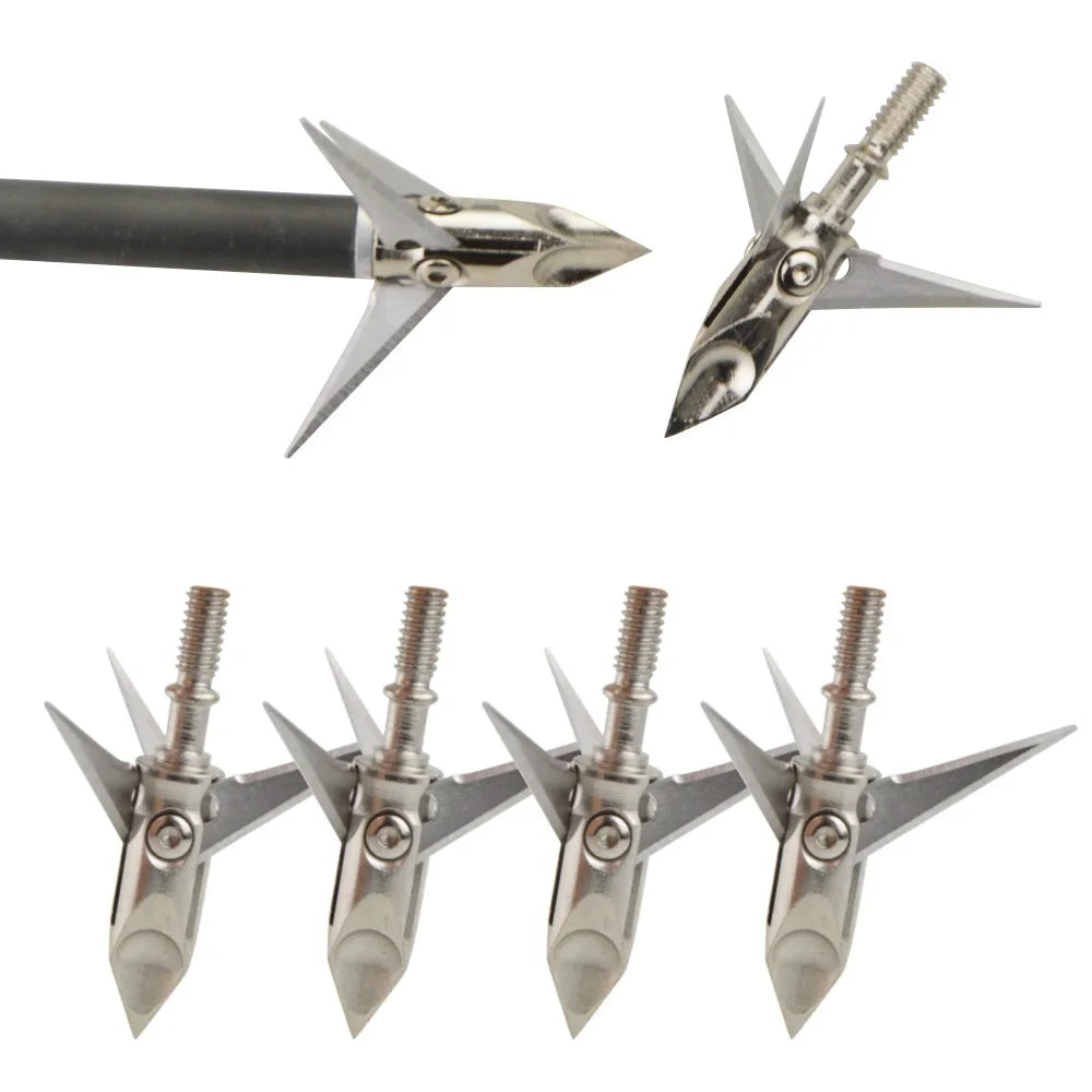 Hunting Broadheads 12pcs 3 Blade Stainless Steel 100 Grain Screw-in Points for Compound Recurve Bow Target Practice